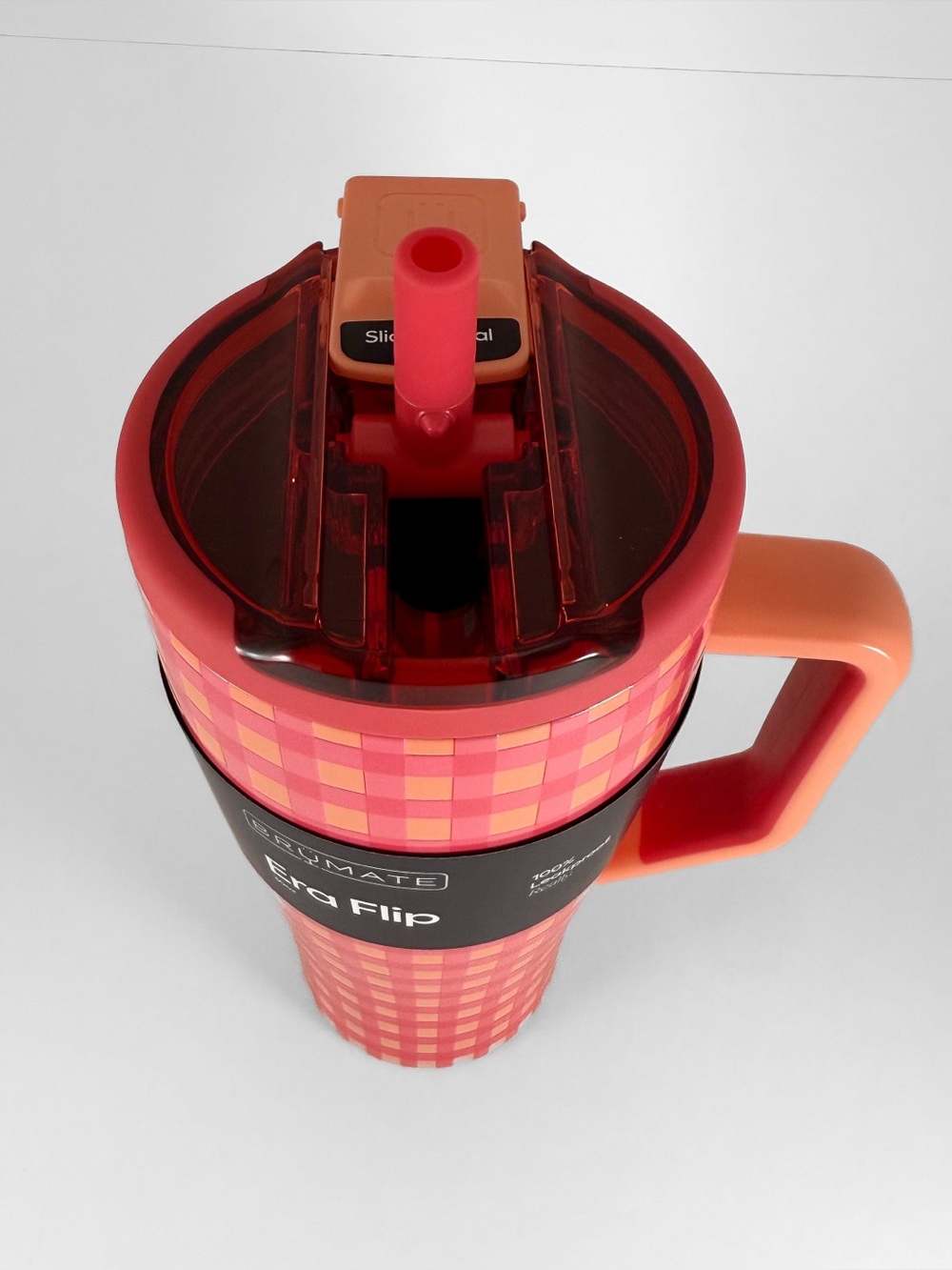 BruMate 30oz Stainless Steel Era Flip Water Bottle - Peach Gingham - Madi Nelson - Picture 6 of 13